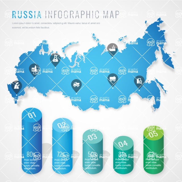 Infographic Templates Collection - Vector, Photoshop, PowerPoint, Google Slides - Russia Map Infographic Template